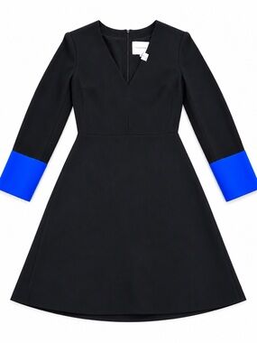 Roksanda Ilincic Black Dress with Vibrant Blue Cuffs,